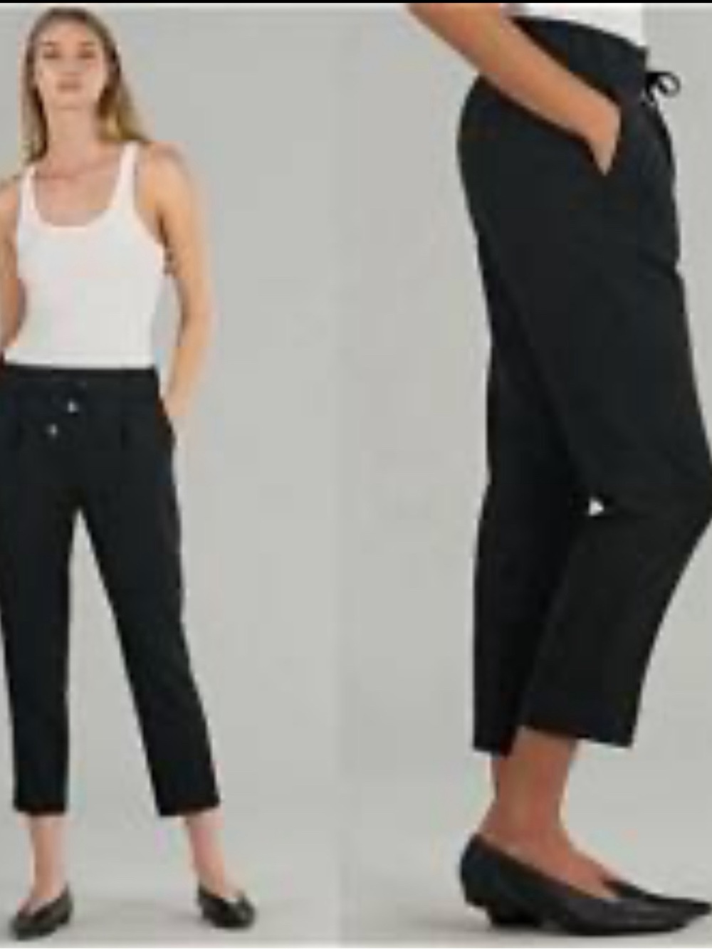 ATM Anthony Thomas Melillo Black Cropped Paperbag Drawstring Tapered Pants